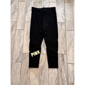 NEW PINK Victoria's Secret women's small black with mesh panels leggings